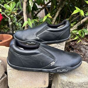 Kuru Kivi Black Leather Slip On Comfort Shoe Loafers Womans Size 10.5
